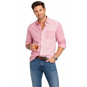 562 Men’s Pink Button Up Shirt Valentine’s Weekend Outfit Casual Date Night Top